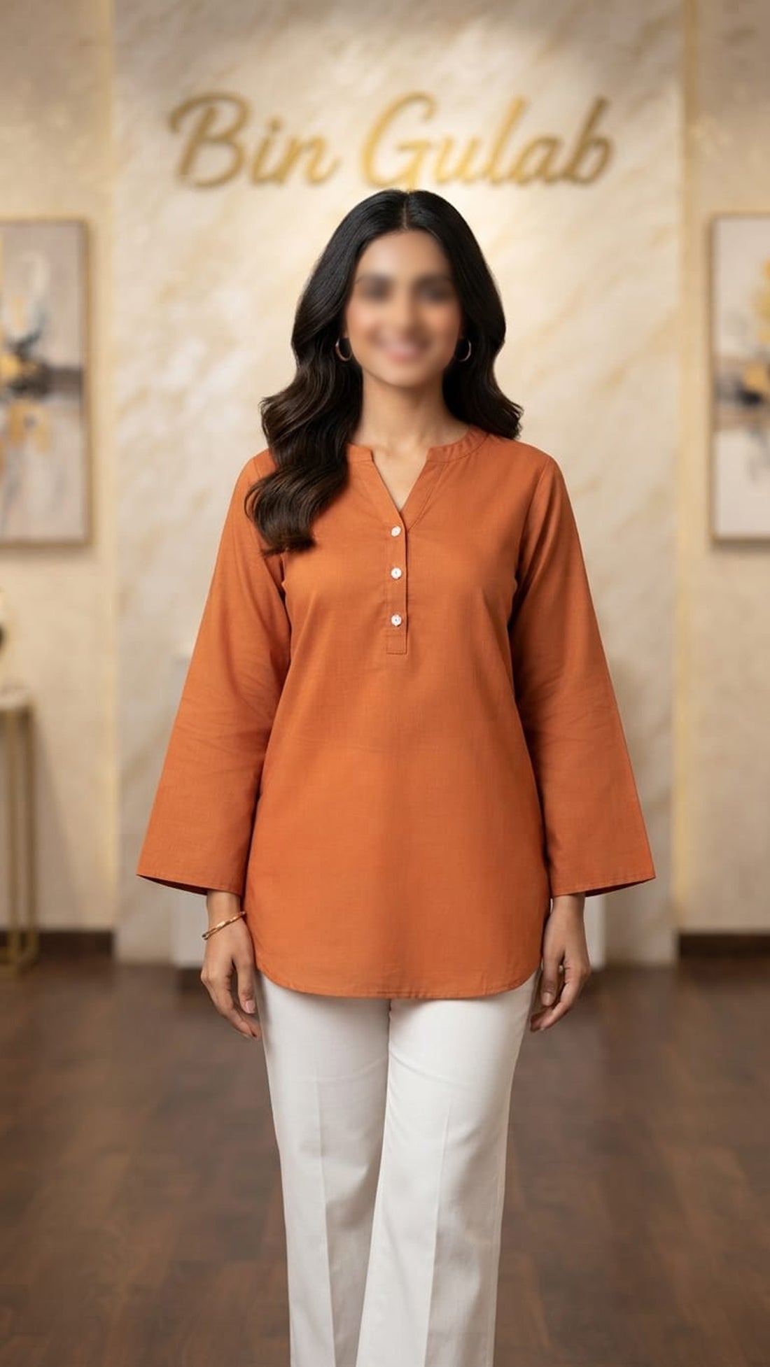Rust Orange Cotton Tunic | Everyday Short Kurti