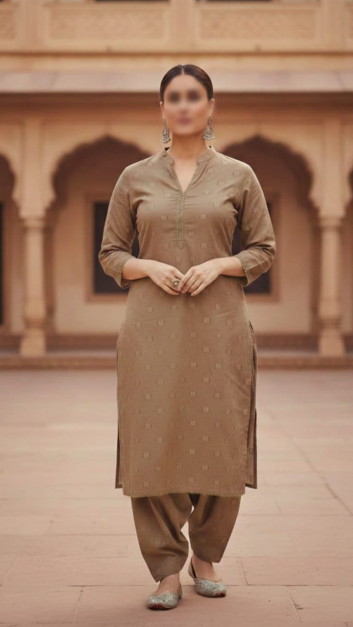 Khaki Print Aresh Lawn Suit