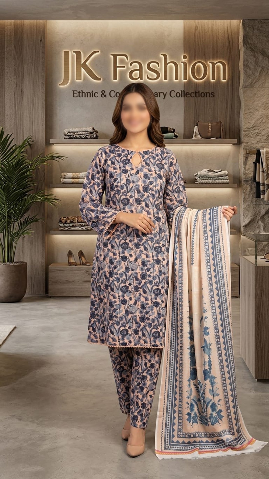 Indigo Floral Doria Suit