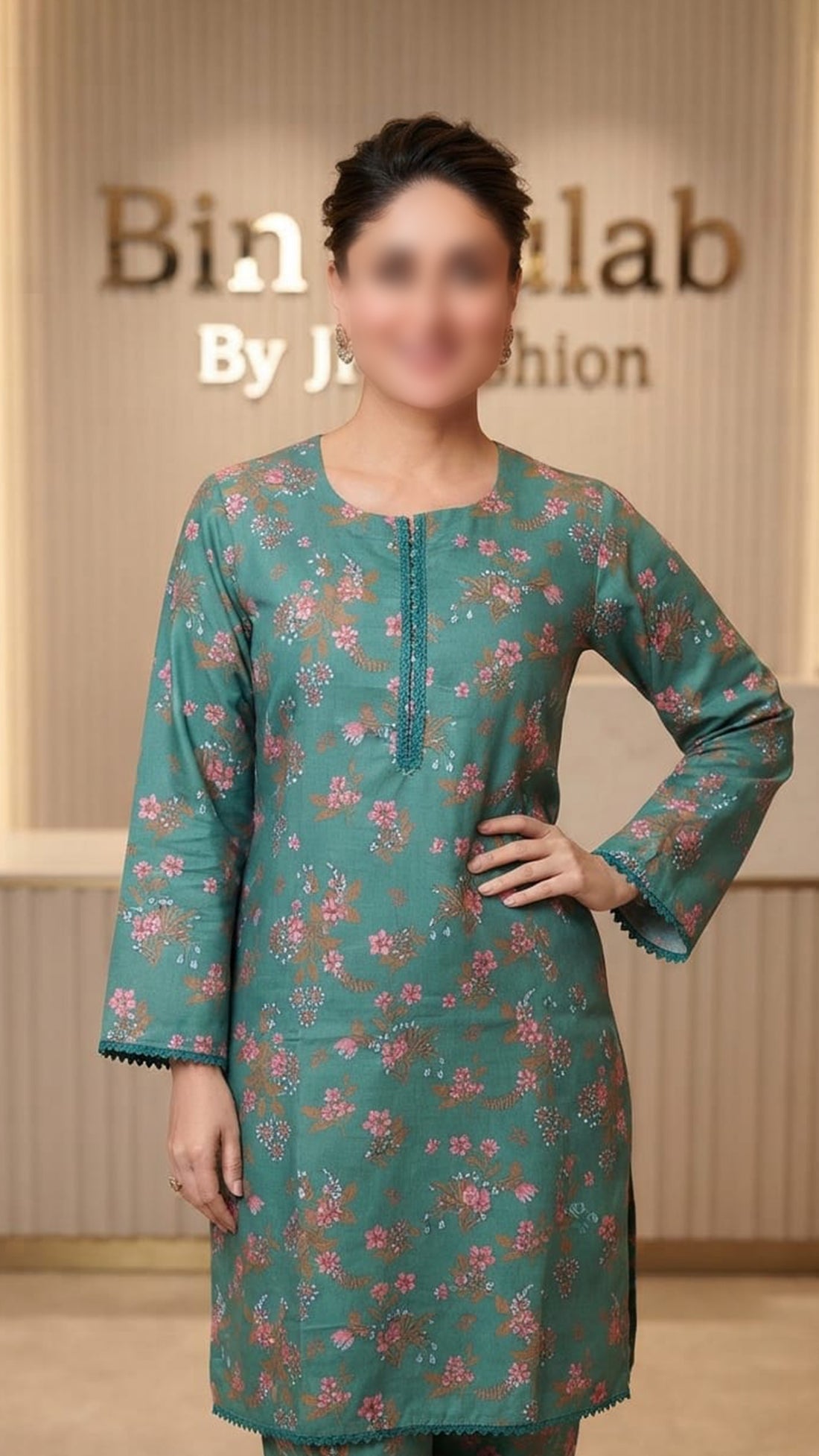 Bin Gulab Premium Digital Printed Lawn 2 Piece Stitched Suit