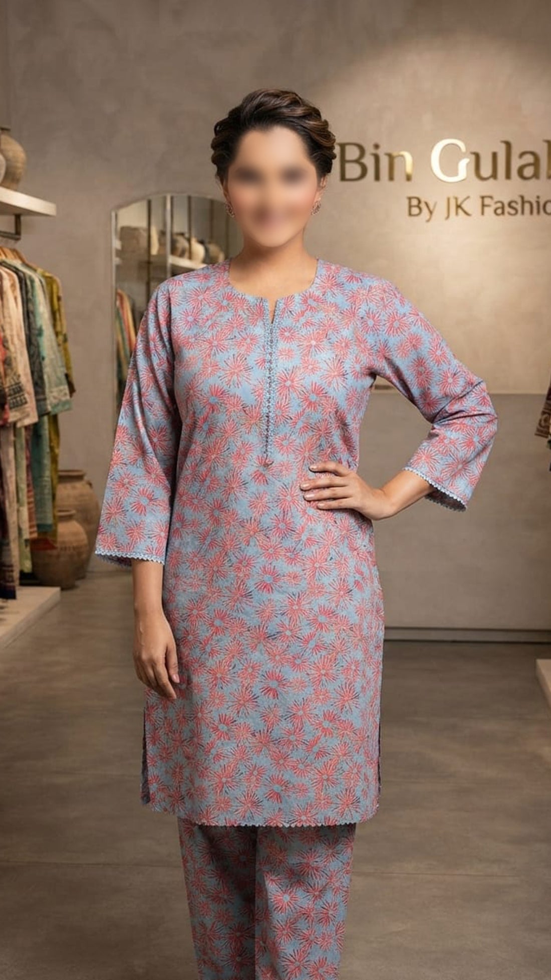 Bin Gulab Premium Digital Printed Lawn 2 Piece Stitched Suit