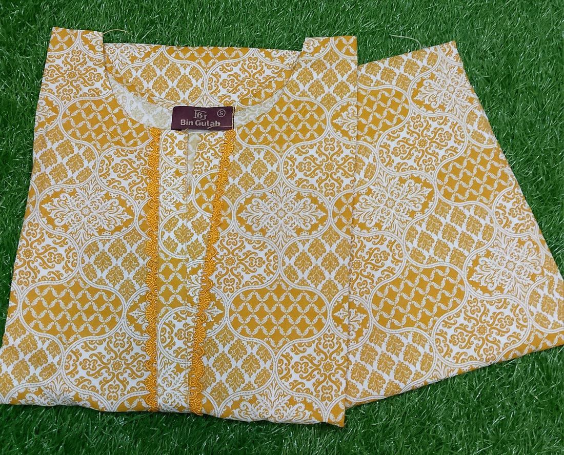 Zyan &amp; Co | Bin Gulab Golden Heritage 2-Piece Stitched Lawn Suit