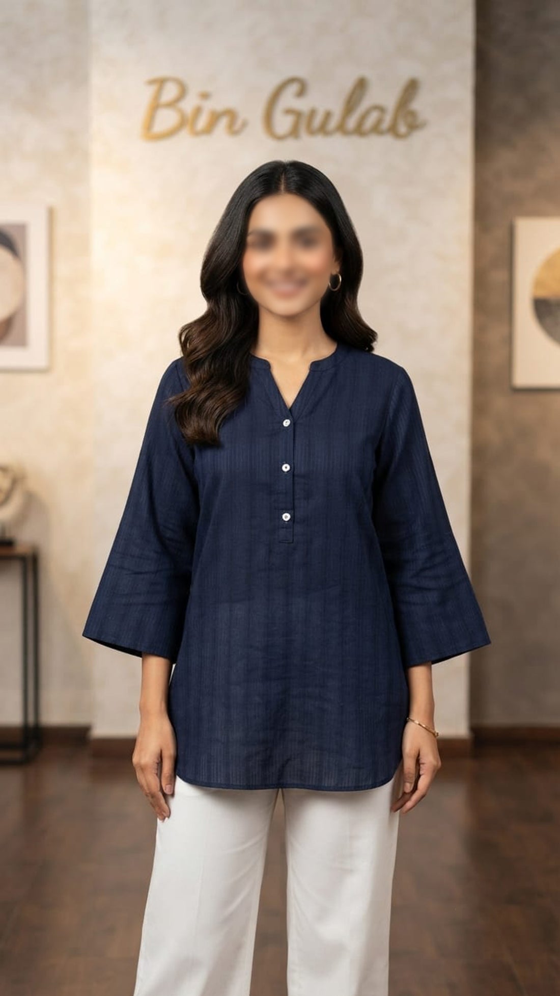 Navy Blue Cotton Tunic | Everyday Short Kurti