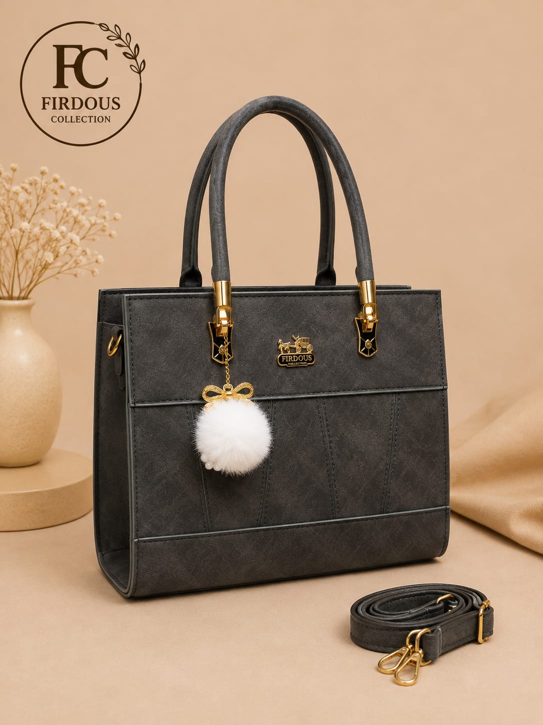 Jet Black Handbag – Structured &amp; Spacious