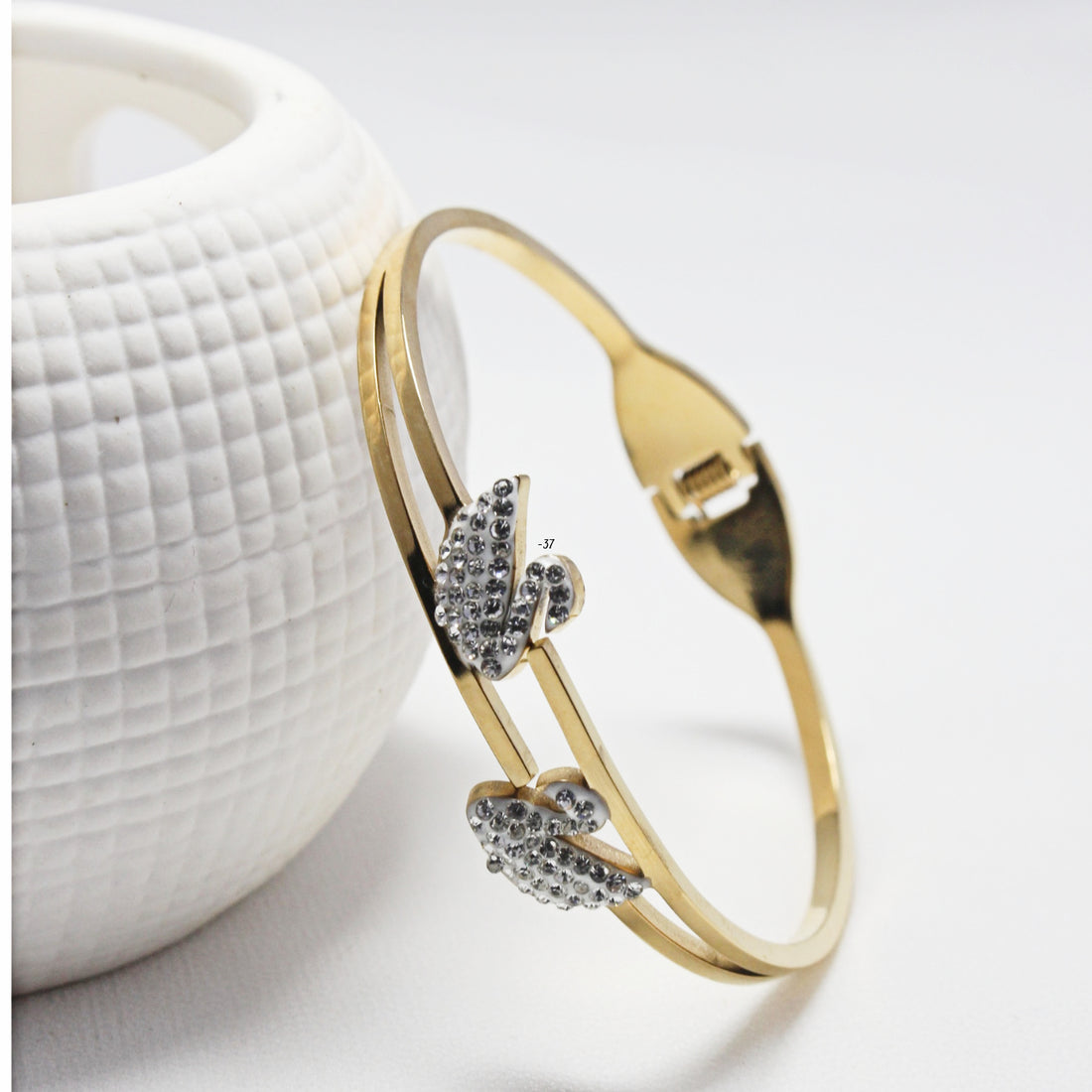 Luxury Crystal Swan Open Bangle Bracelet