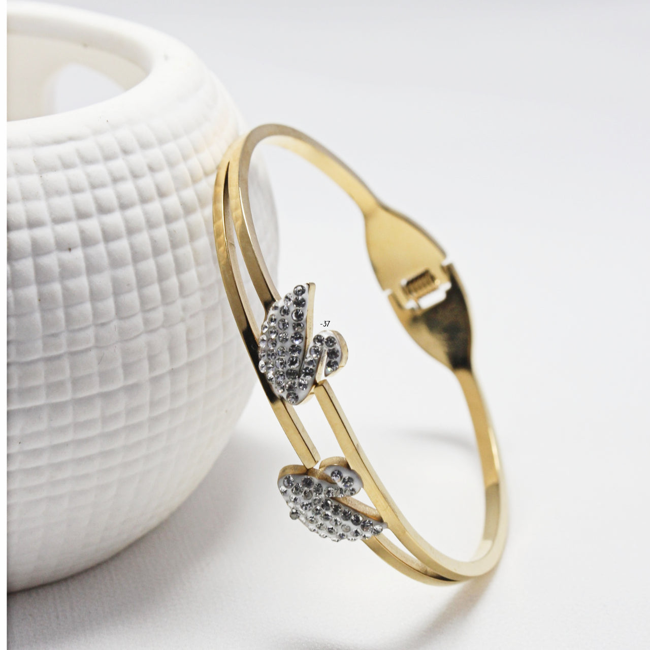 Luxury Crystal Swan Open Bangle Bracelet