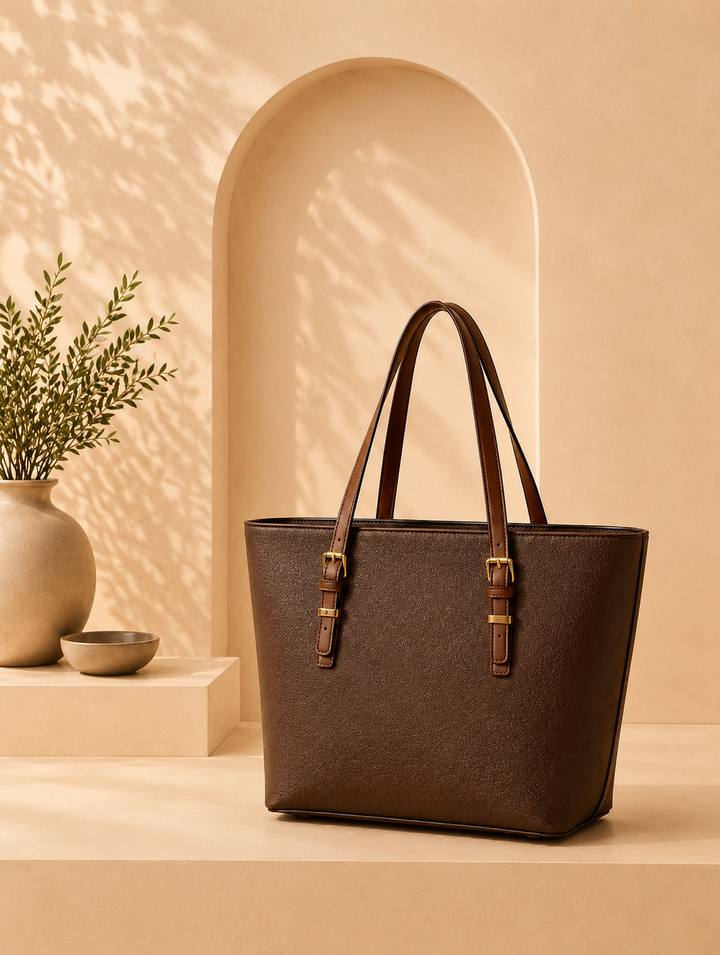 Chocolate Buckle Tote | Everyday Shoulder Bag
