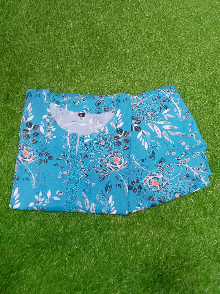 Zyan &amp; Co | Bin Gulab Aqua Garden 2-Piece Stitched Lawn Suit