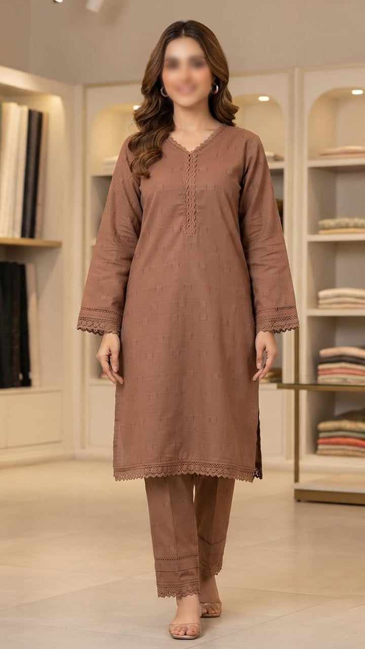 Mocha Aresh Lawn Suit