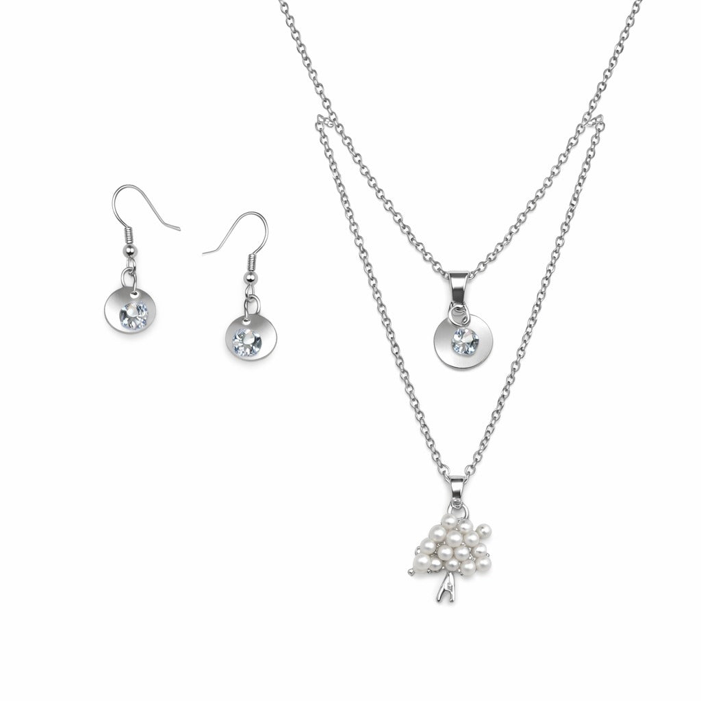 Elegant Golden Teardrop Stone Jewelry Set – Necklace & Earrings