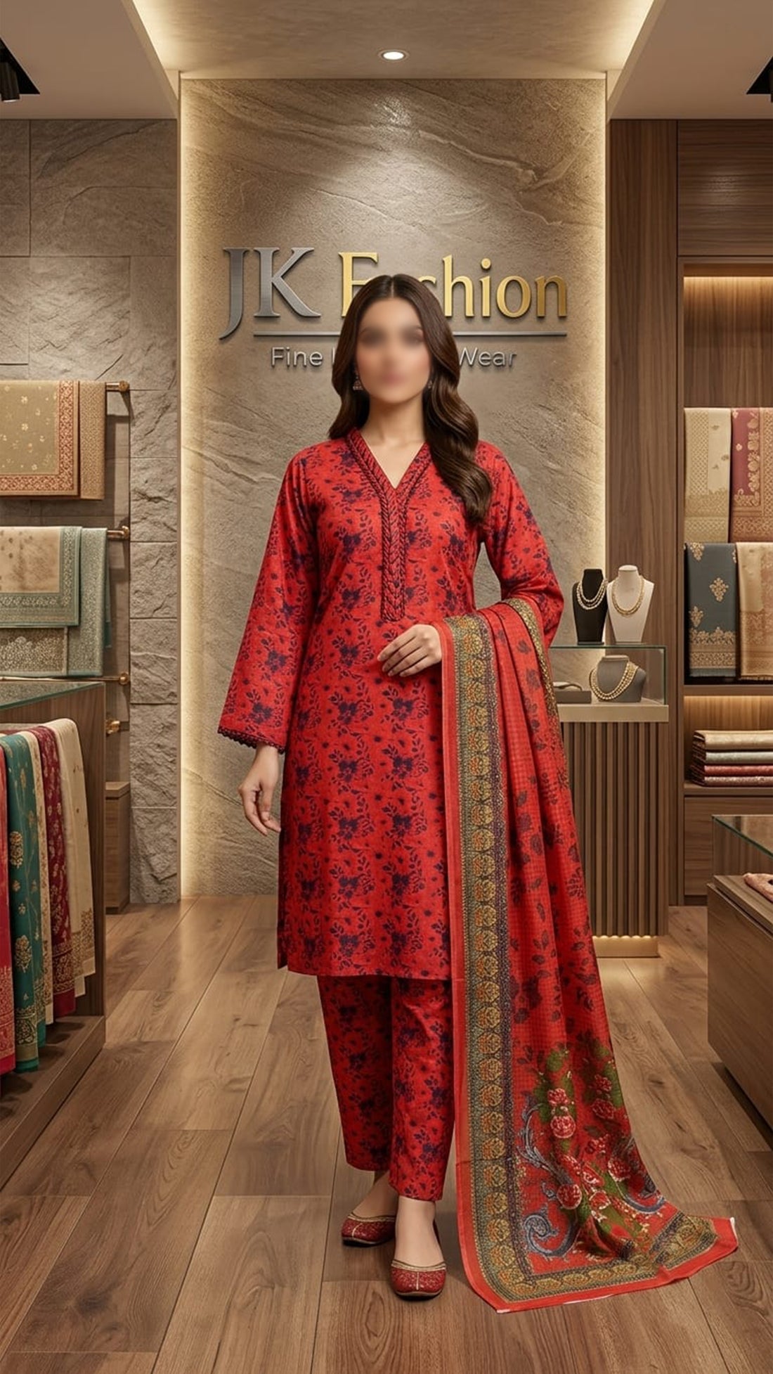 Crimson Floral Doria Suit