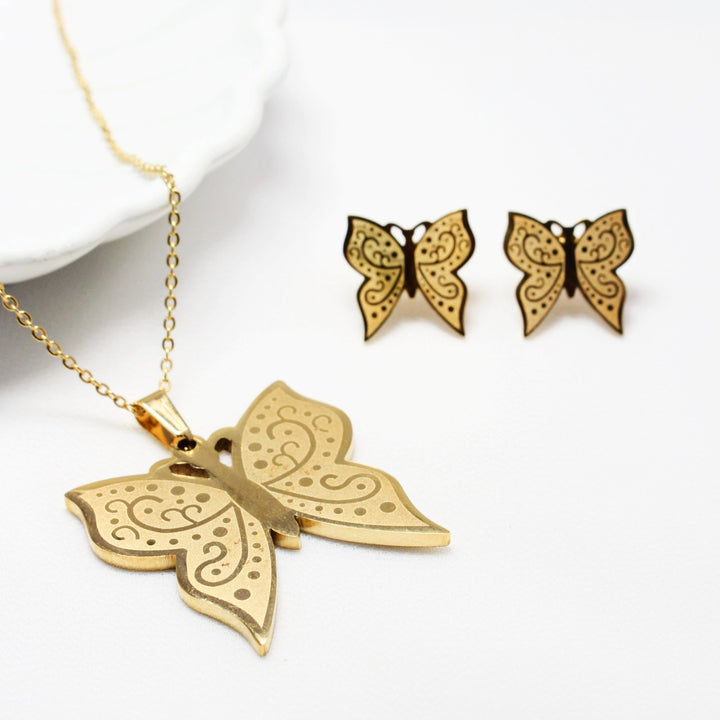 Butterfly Necklace & Earrings Set