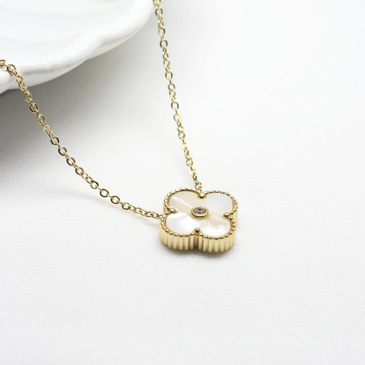 Elegant White Clover Necklace