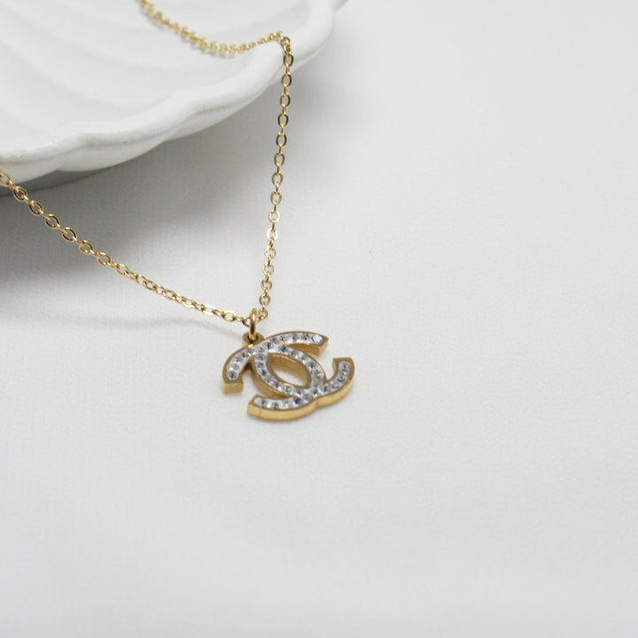 Luxury Crystal Double-C Pendant Necklace