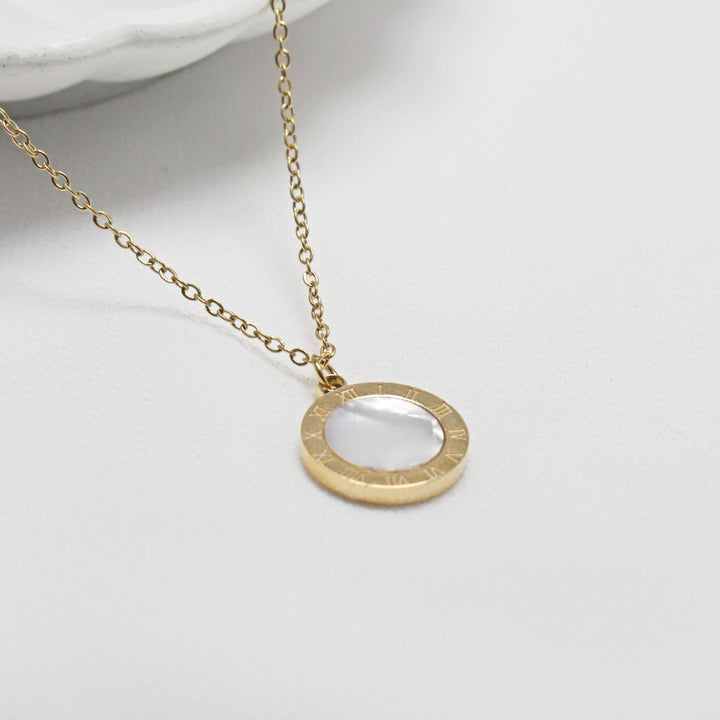 White Roman Pendant Necklace
