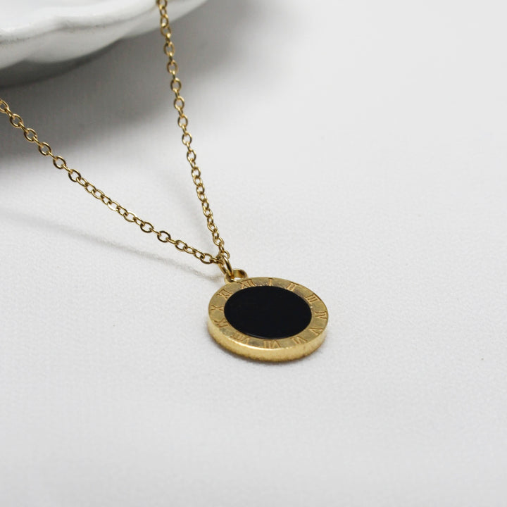 Classic Black Roman Pendant Necklace