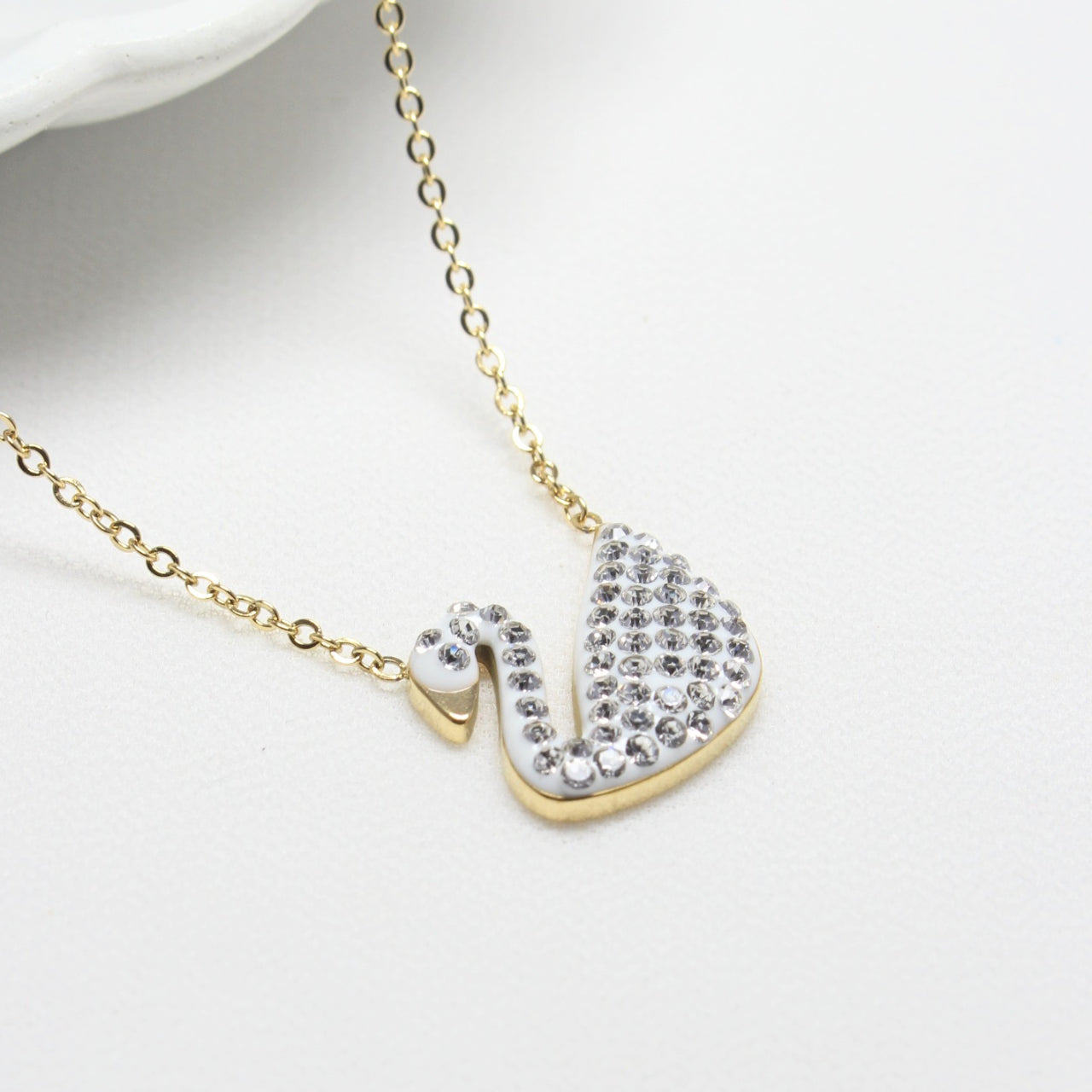 Crystal Swan Pendant Necklace