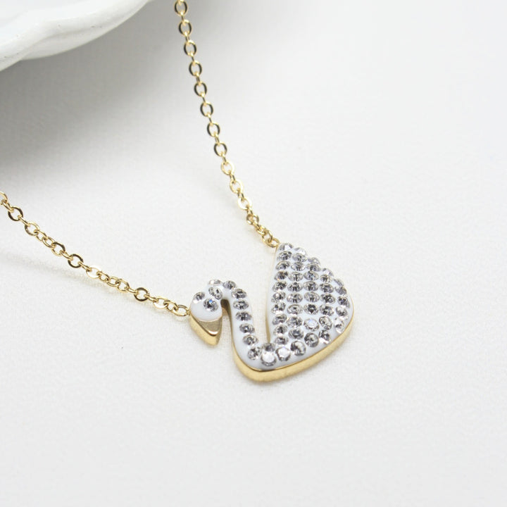 Crystal Swan Pendant Necklace