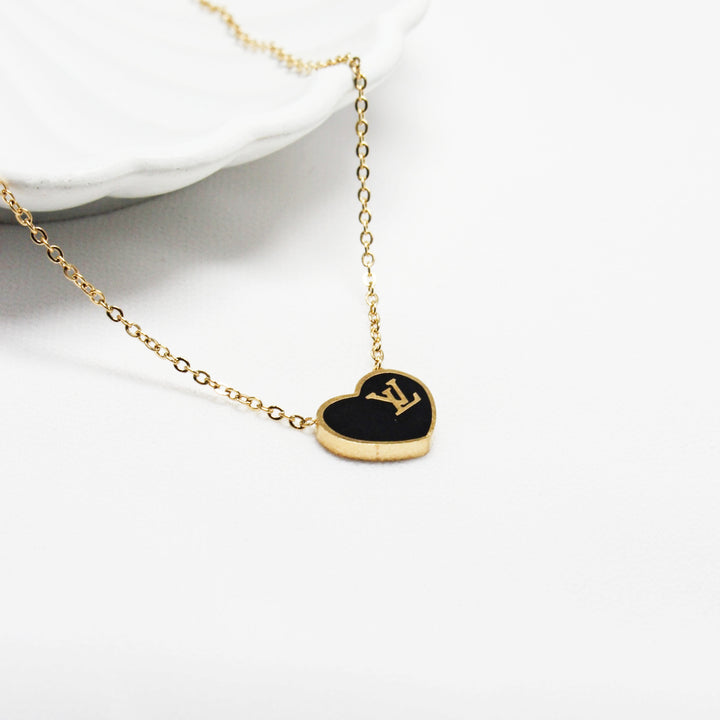 Black Heart Charm Necklace