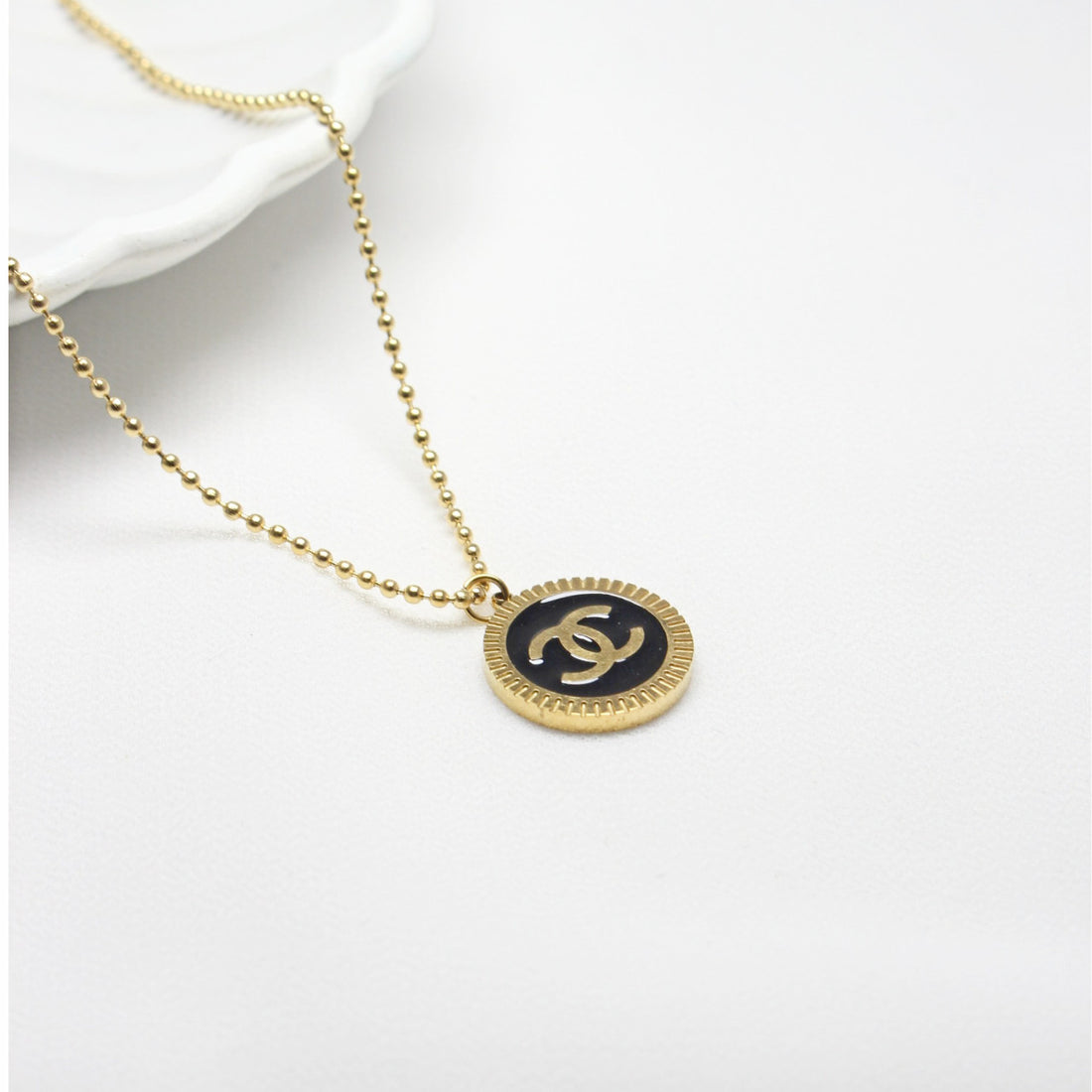Gold-Tone Round Pendant Necklace