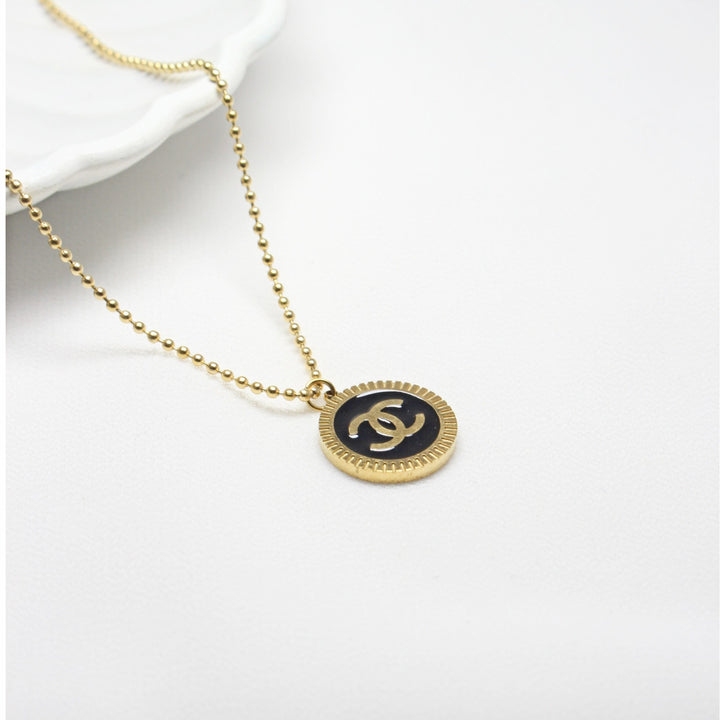 Gold-Tone Round Pendant Necklace