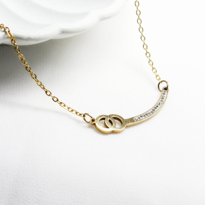 Gold-Tone Crystal Accent Pendant Necklace