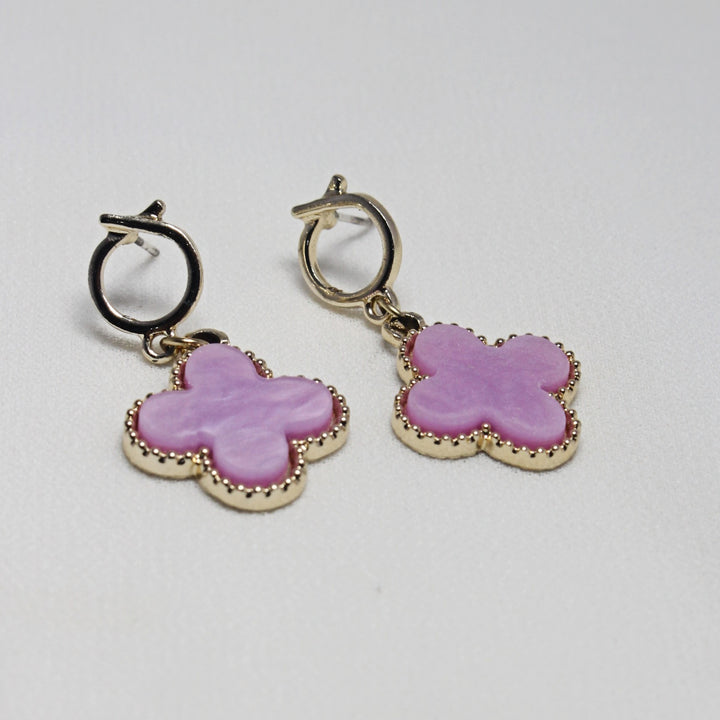 Pink Clover Drop Earrings  Elegant & Feminine Statement Piece
