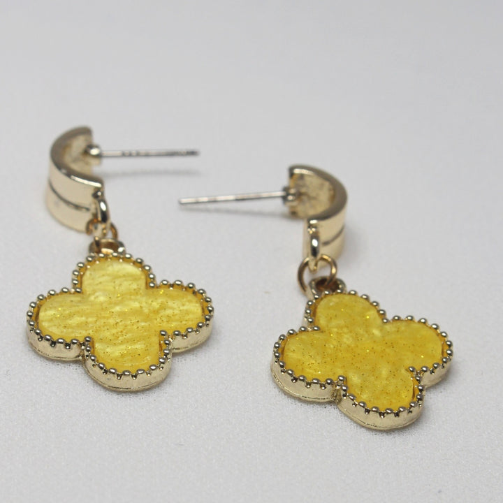 Yellow Clover Drop Earrings