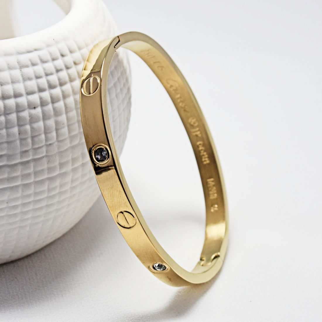 Luxury Crystal Screw Motif Gold-Tone Bangle Bracelet
