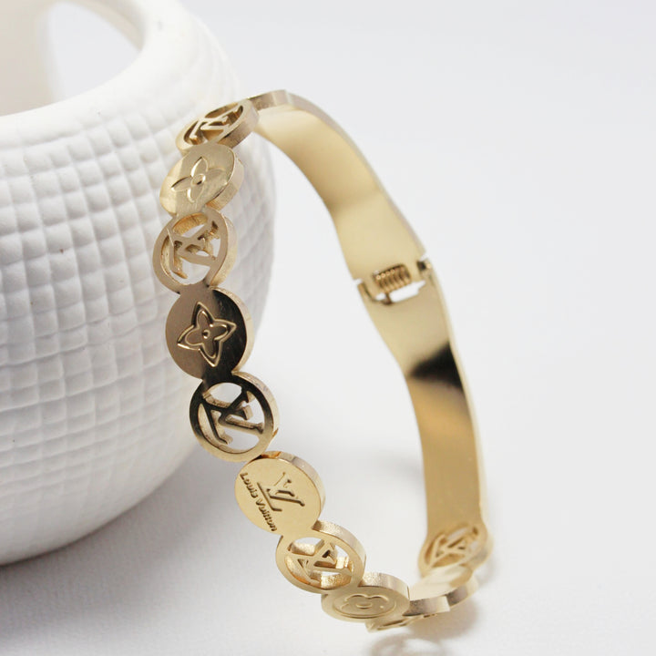 Luxury Gold-Tone Monogram Bangle Bracelet