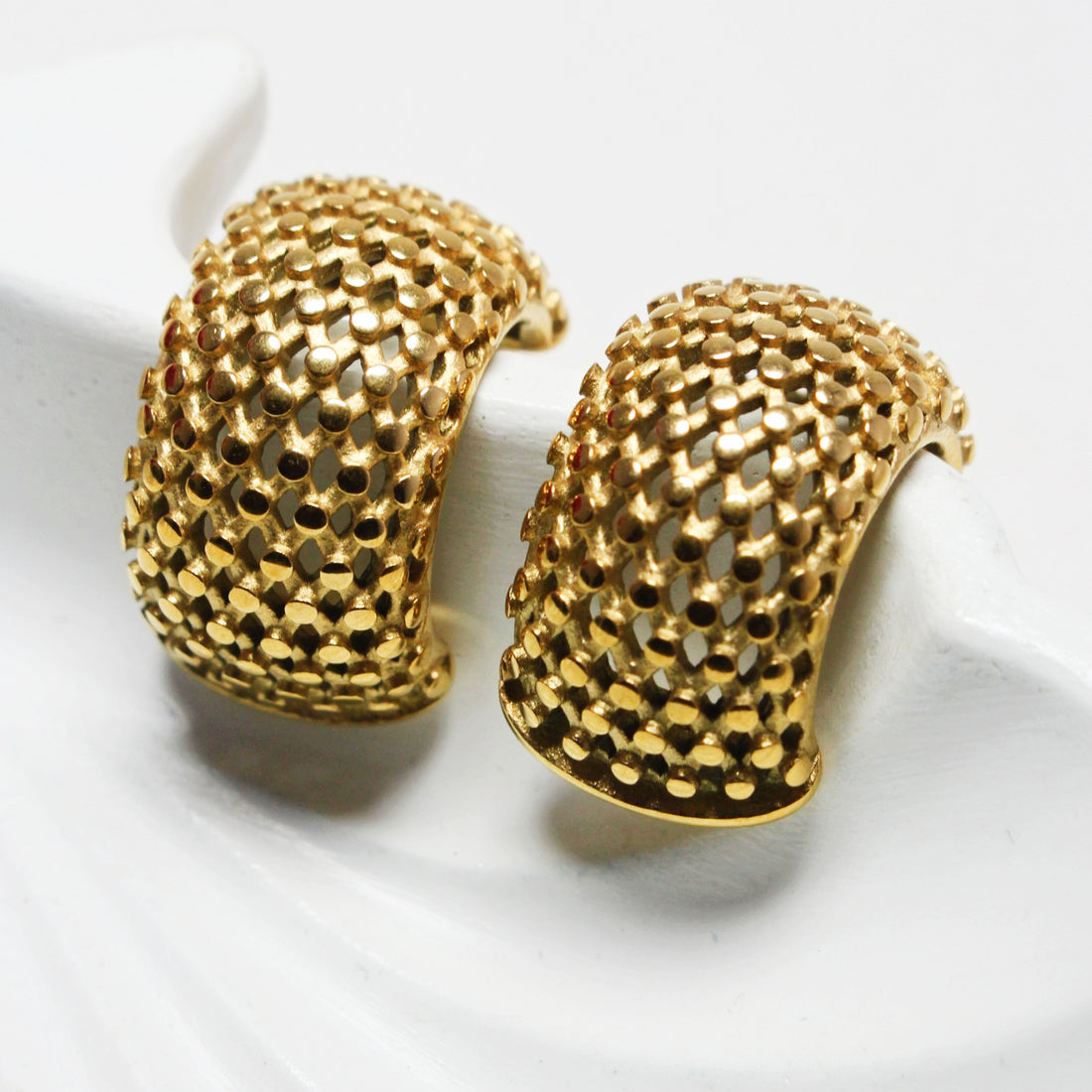 Gold-Tone Textured Dome Stud Earrings