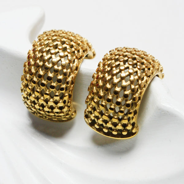 Gold-Tone Textured Dome Stud Earrings