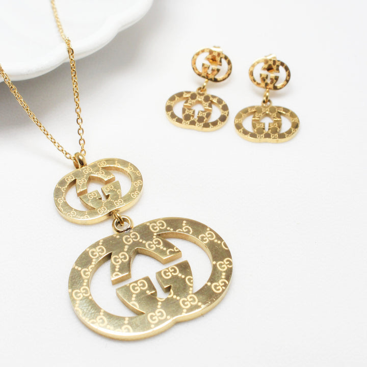 Luxury Designer-Inspired Jewelry Set  Premium Pendant & Earrings