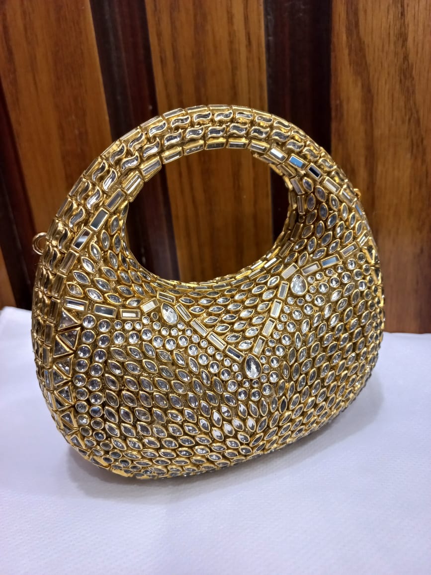 High Quality Metal Kundan Clutch