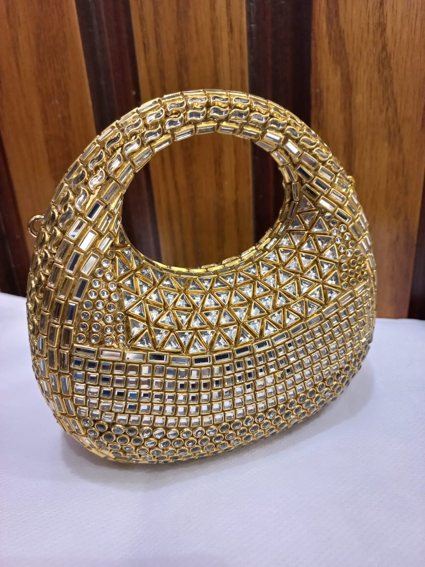 High Quality Metal Kundan Clutch
