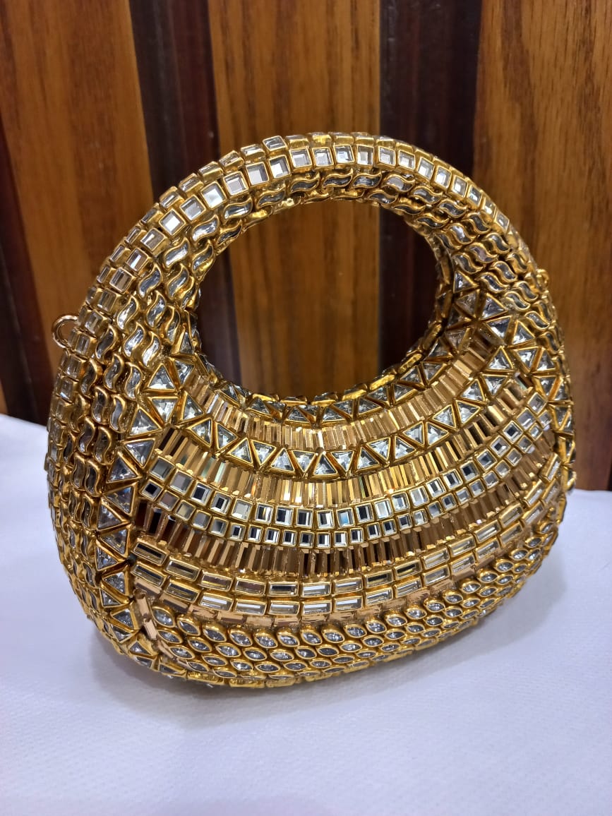 High Quality Metal Kundan Clutch