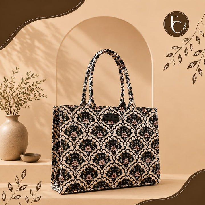 Blush Trellis Tote Bag | Scalloped Floral Print