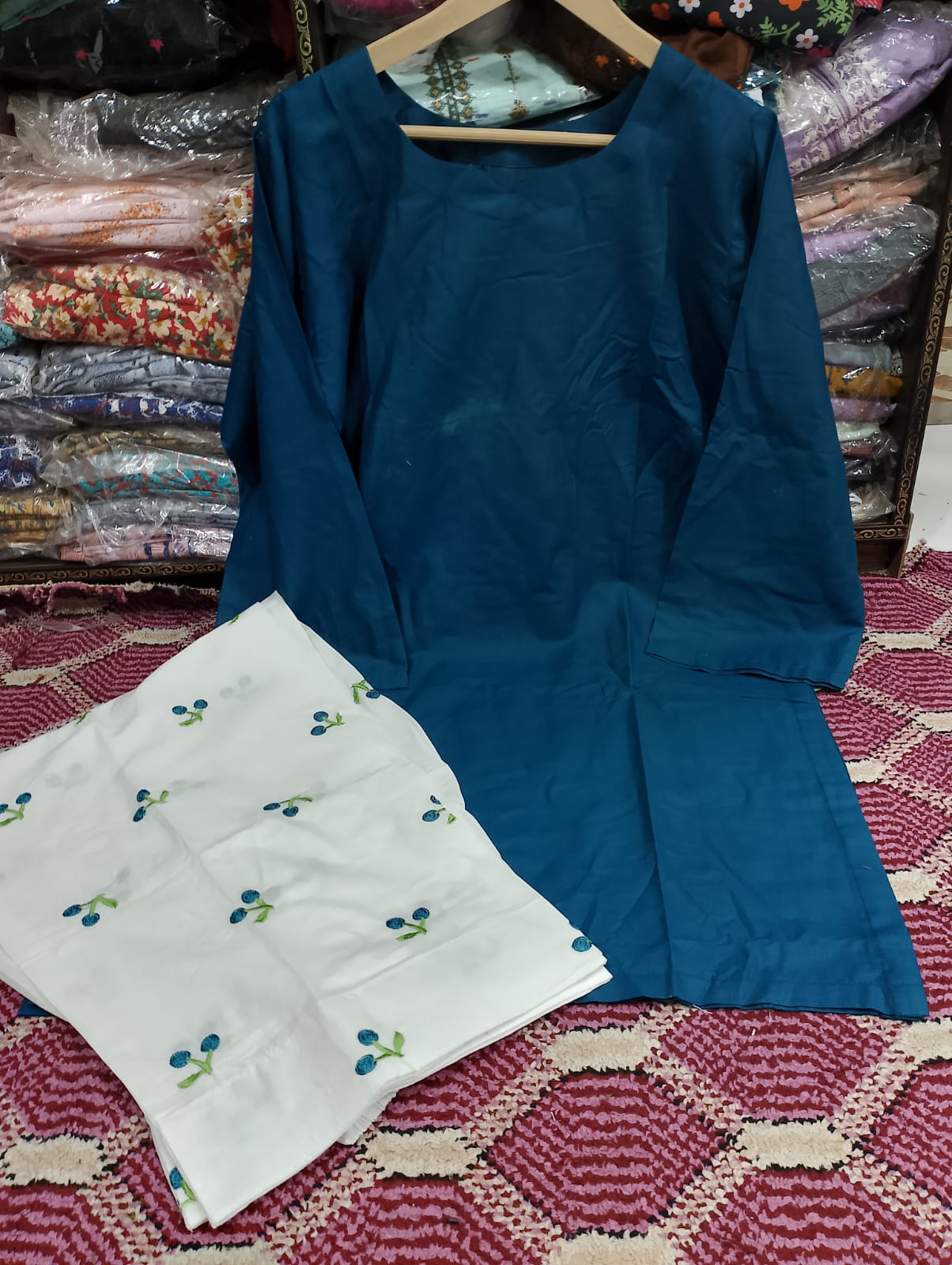 Elegant Embroidered Cotton 2-Piece Farshi Salwar Set