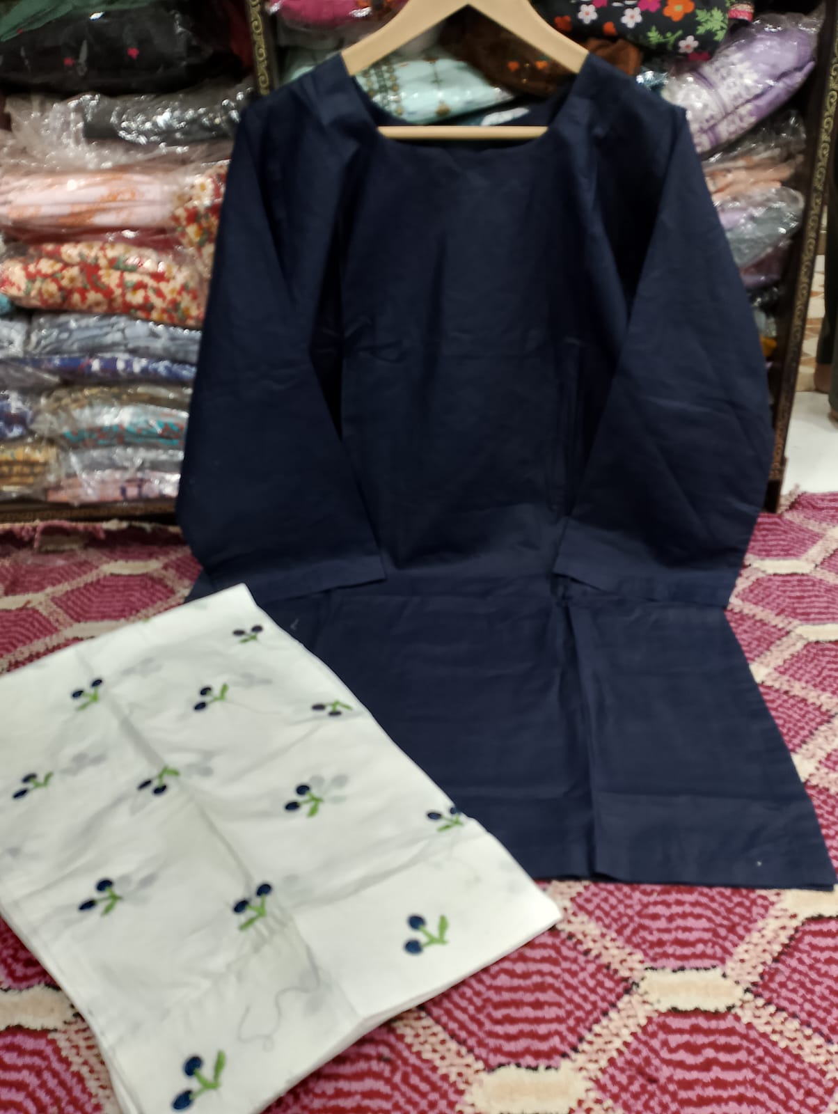 Elegant Embroidered Cotton 2-Piece Farshi Salwar Set