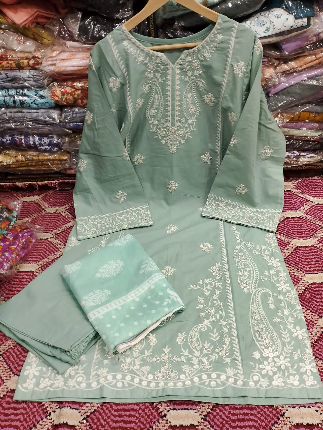 Long Length Allure Cotton 3-Piece Suit
