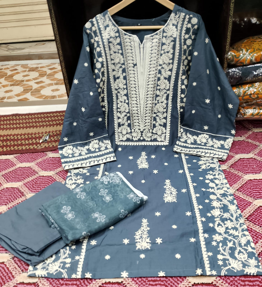 Allure Cotton Long Length 3-Piece Suit  Zyan &amp; Co