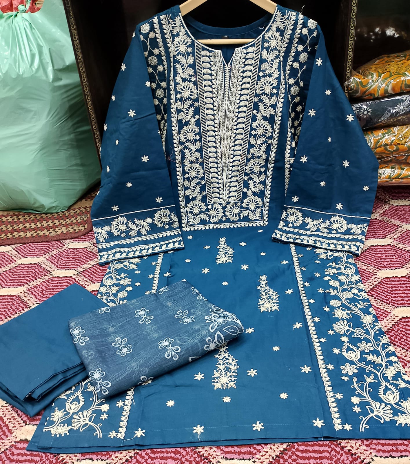 Allure Cotton Long Length 3-Piece Suit  Zyan &amp; Co