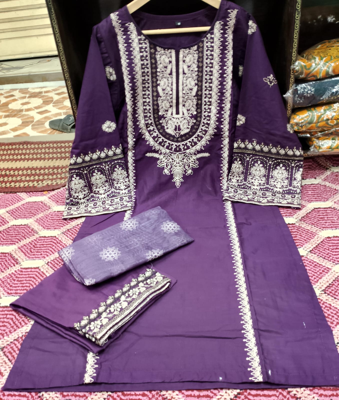 Allure Cotton Long Length 3-Piece Suit  Zyan &amp; Co
