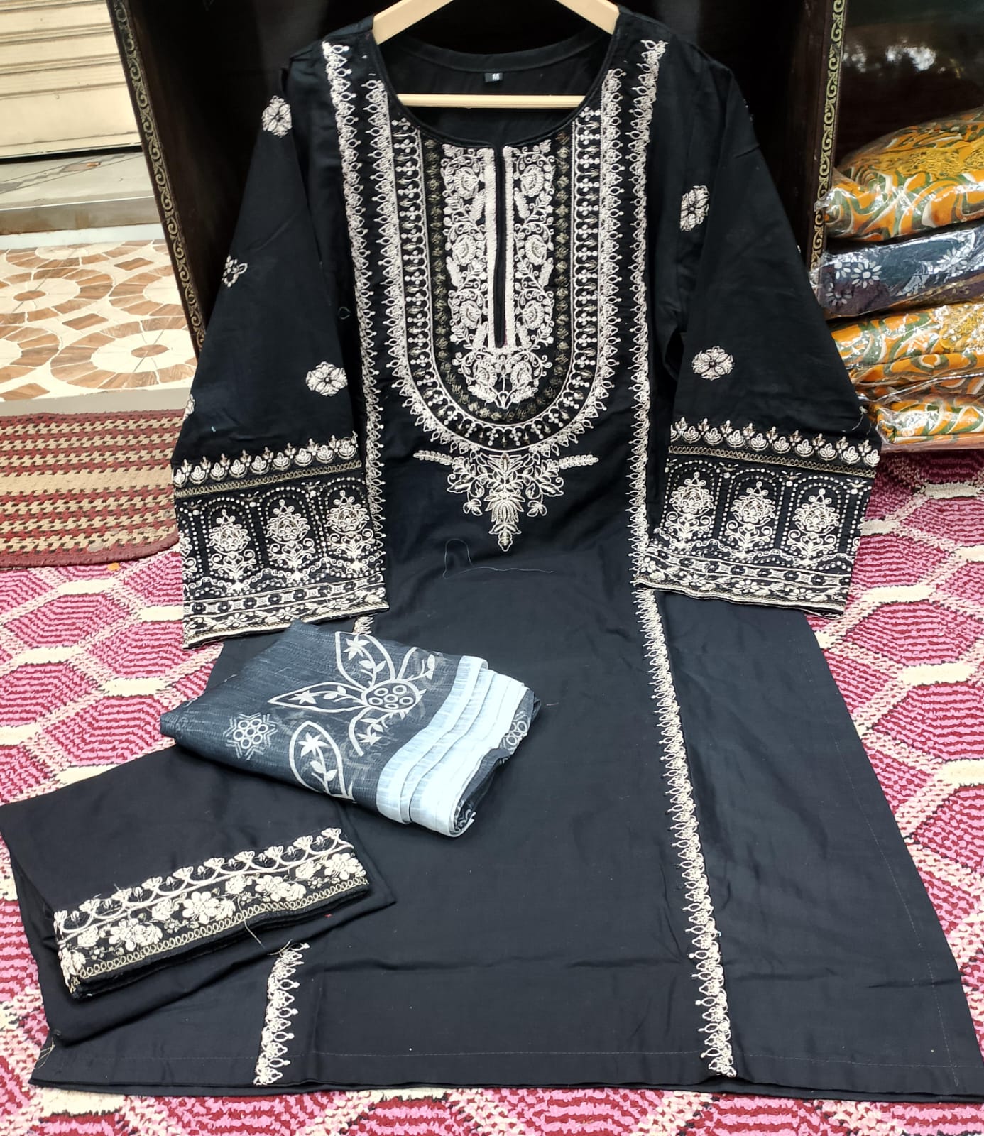 Allure Cotton Long Length 3-Piece Suit  Zyan &amp; Co