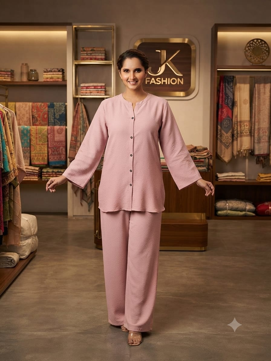 Casual Set  Premium Nylon Stretch Co-Ord Set for Women