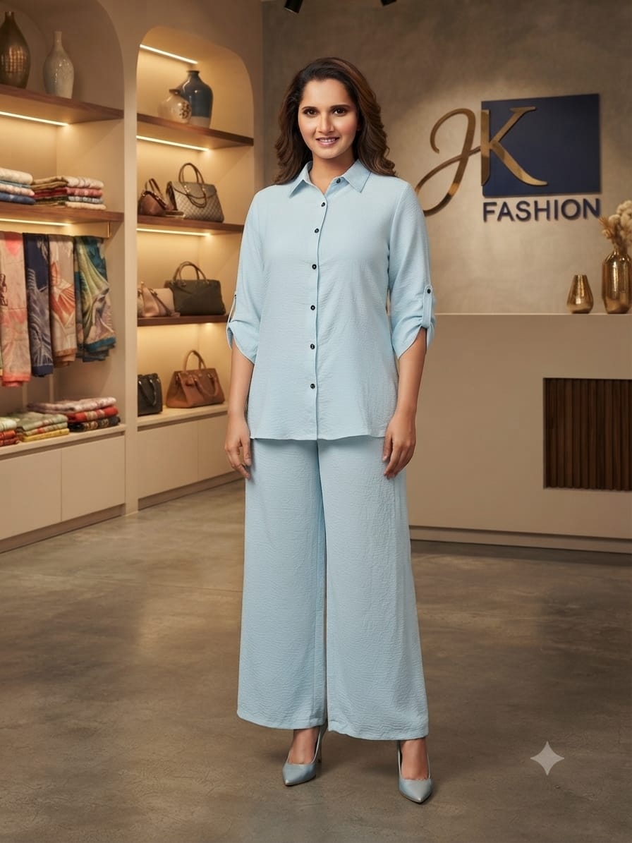 Casual Set  Premium Nylon Stretch Co-Ord Set for Women