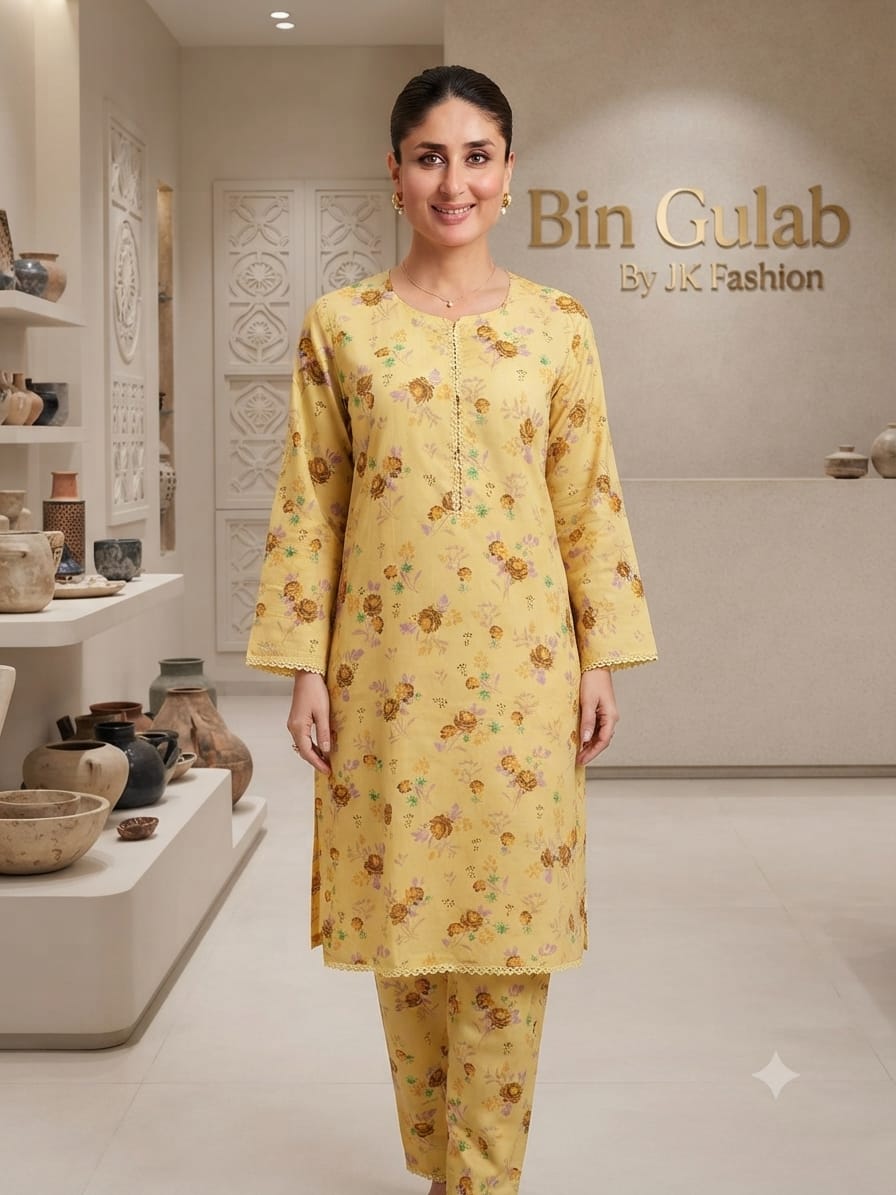 Bin Gulab Premium Digital Printed Lawn 2 Piece Stitched Suit