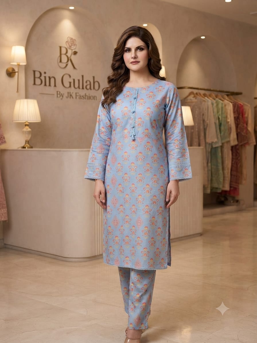 Bin Gulab Premium Digital Printed Lawn 2 Piece Stitched Suit