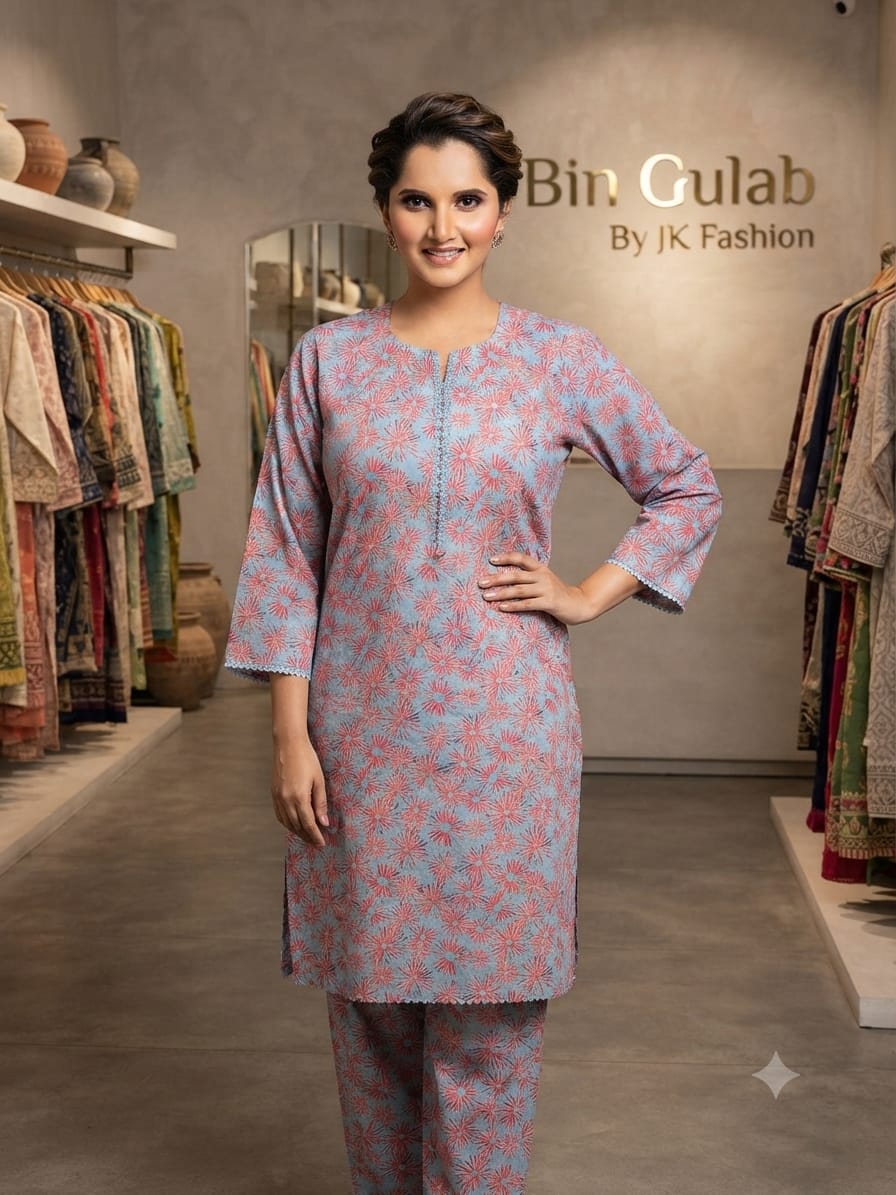 Bin Gulab Premium Digital Printed Lawn 2 Piece Stitched Suit