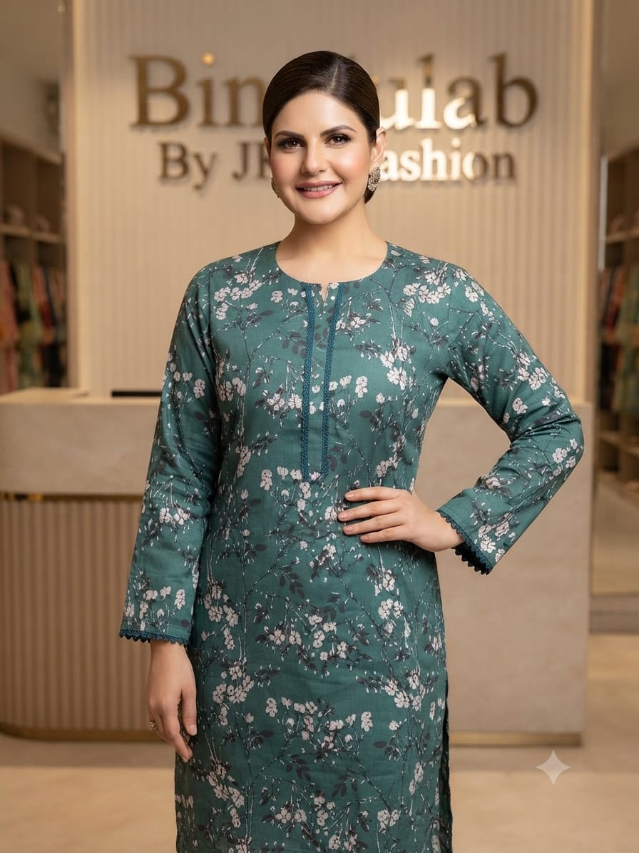 Bin Gulab Premium Digital Printed Lawn 2 Piece Stitched Suit